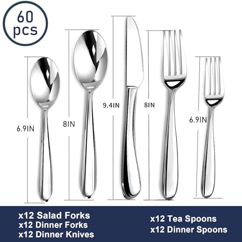 Heavy Duty Silverware Set for 12 (Heavy Duty / 60 Piece)