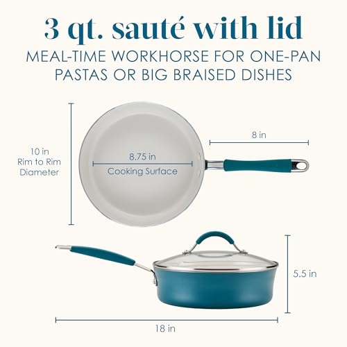 Cucina Ceramic Nonstick Saute Pan with Lid (Saute Pan (10") / Marine Blue)
