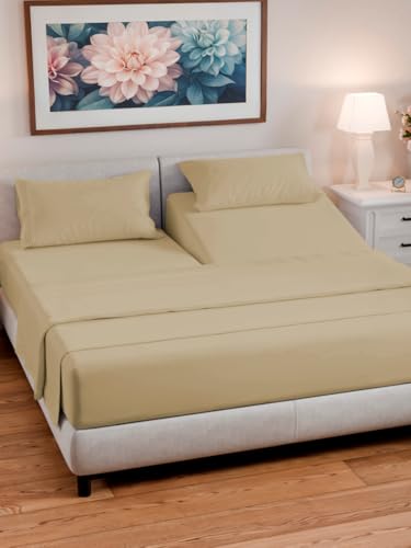 Flex Top Split Head King 4 Piece Sheet Set (13 - Beige / Split Head/Flex Top)