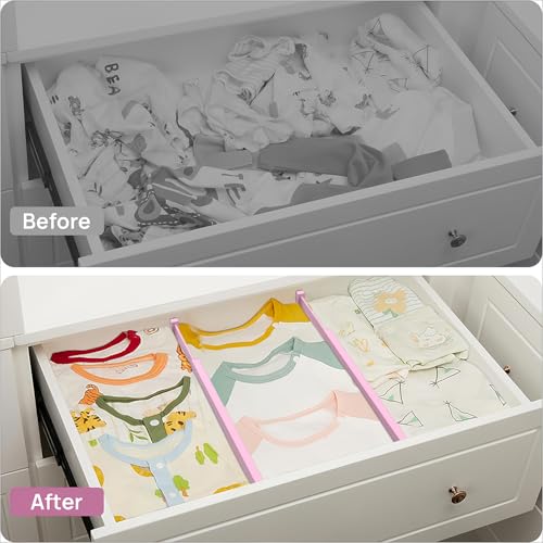 Expandable Bamboo Drawer Dividers (Pink)