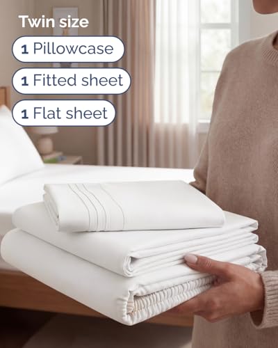 Twin Size 3 Piece Sheet Set (02 - Antique White / Twin)