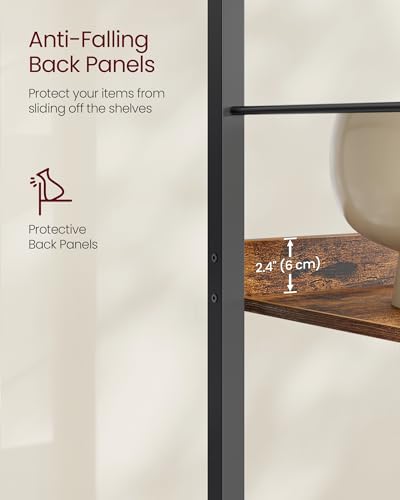6 Tier Bookshelf (Rustic Brown + Ink Black / 6 Tiers (11.8"D x 26"W) / With Back Panels)