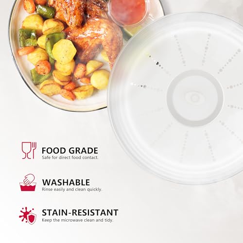Microwave Splatter Cover Vented for Food with Hook Hole (2 packs-Clear / M(11"x3.26")-Pack of 2)