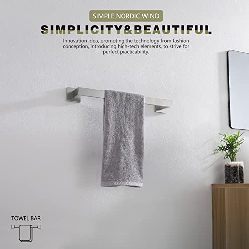 16 Inch Single Towel Bar (Brushed Steel / 16-Inch)