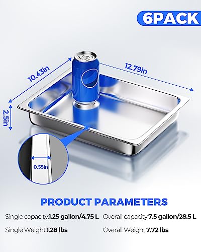 Stainless Steel Steam Table Hotel Pan Set 1 (2.5" Deep / 1/2 Size)