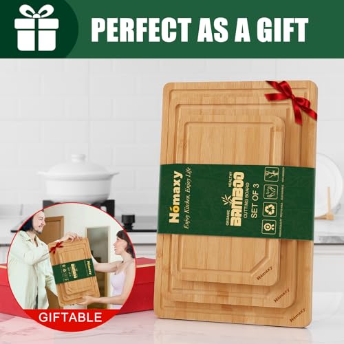 Organic Bamboo Cutting Boards Set for Kitchen Set of 3 (Natural / Set of 3)
