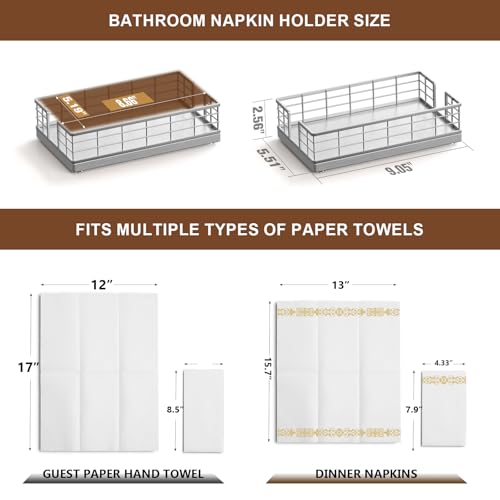 Guest Towel Holder Tray for Bathroom (Totally Silver / 9.06 x 5.51 x 2.56 inches)