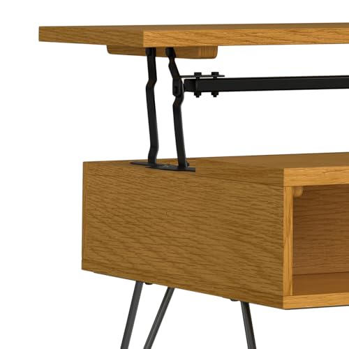 Hunter 36" Wide Oak Veneer Metal Rectangular Coffee Table in Oak