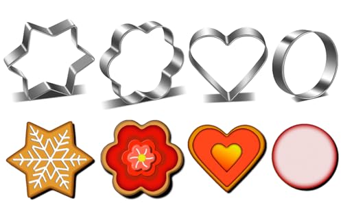 Metal Cookie Cutters Set (12 Round Heart Flower Star Cookie Cutters)