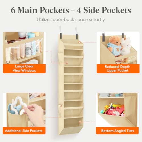 1 Pack Over the Door Organizer (Beige / 6 section)