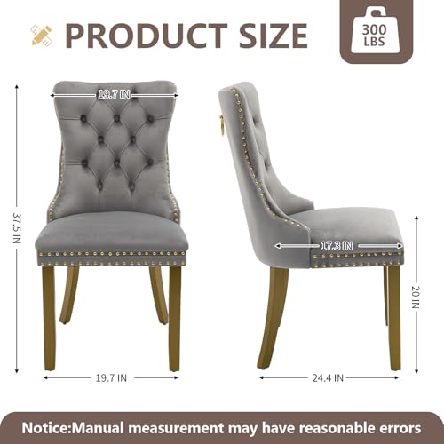 Grey Velvet Dining Chairs Set of 4 (Standard Gray)