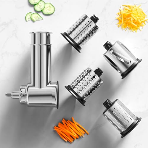 Stainless Steel Slicer Shredder Attachment for KitchenAid Mixer (Silver)