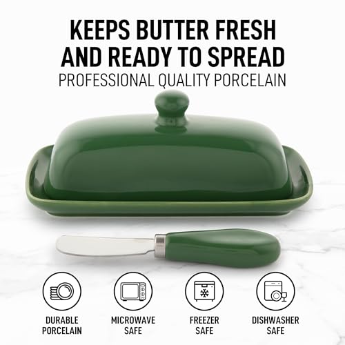 Zulay Butter Dish With Lid For Countertop (Jade)