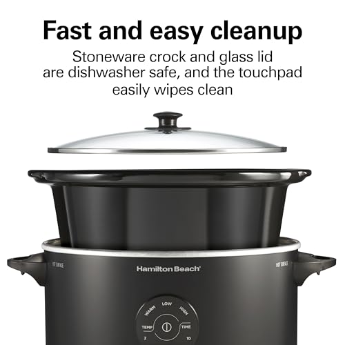 7 Quart Set & Forget Portable Programmable Slow Cooker (7 Quarts, 15 Cooking Options, Lid Latch, Black)