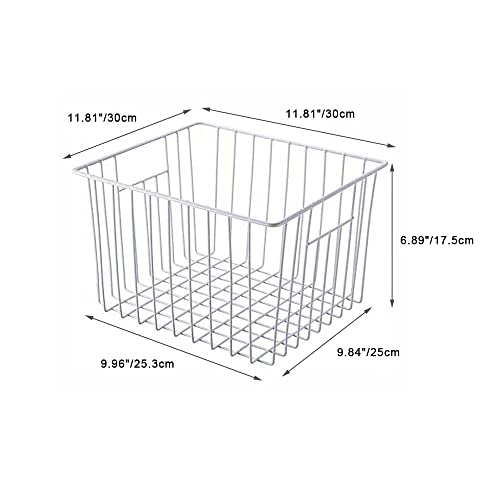 Freezer Baskets Freezer Wire Storage Basket (White / 11.8"L x 11.8"W x 7"H)