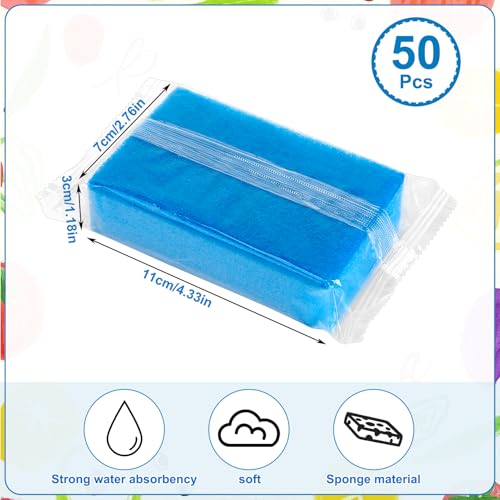 50 Pcs Individually Wrapped Sponges for Airbnb Apartment Blue (Blue)