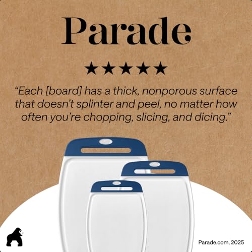 BPA Free Reversible Kitchen Cutting Board (Blue/White / Large (Pack of 3))