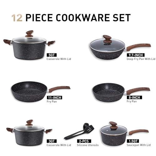12 Piece Pots and Pans Set (12-piece / Black)