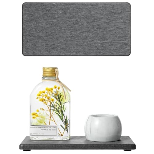 2PCS 7" x 3.5" Water Absorbing Bathroom Sink Vanity Trays (2 Pack - Charcoal Gray / 7" x 3.5")