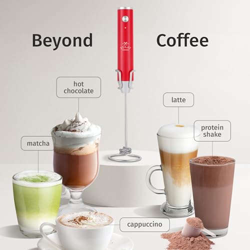 Rechargeable Milk Frother Handheld (Lux Cardinal Red / Rechargeable Z1 Motor Max)