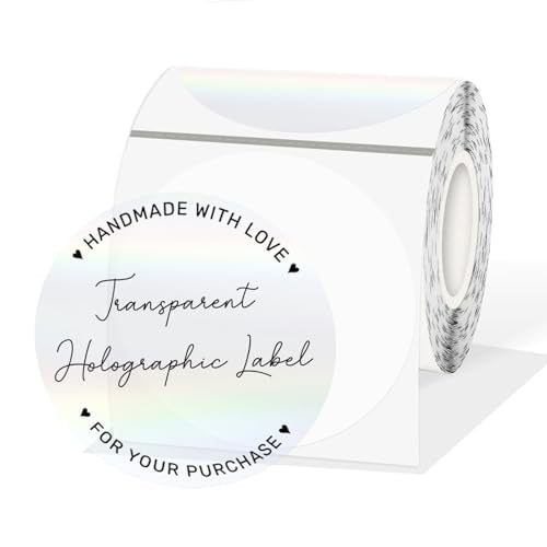 3" Round Transparent Clear Thermal Label Stickers (Holographic Transparent / circle-3 inch)
