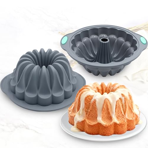 4 Pieces Silicone Fluted Tube Cake Pans (4pcs fluted tube cake pans (7 Cups))