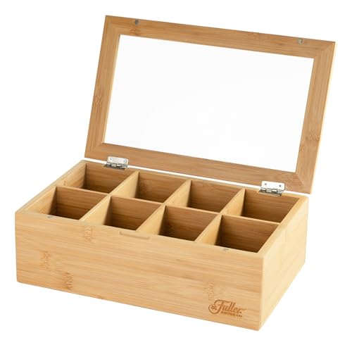 Fuller Bamboo Tea Box Organizer with 8 Compartments