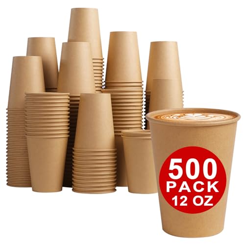 500 Count 12 oz Paper Cups (Kraft-12oz-500pack)