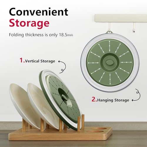 Microwave Splatter Cover Vented for Food with Hook Hole (Green / M(11"x3.26")-Pack of 1)