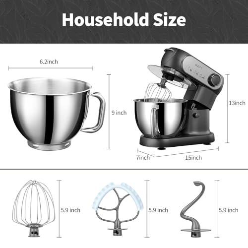 Stand Mixer 6QT Mixers Kitchen Electric Stand Mixer (Black / One Bowl (6QT))