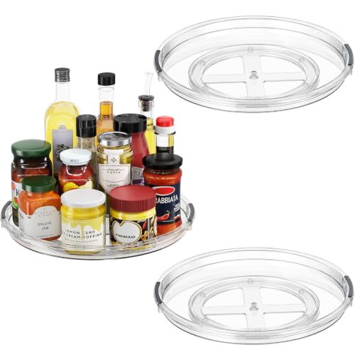 3 Pack 12'' Lazy Susan Organizer Turntable for Cabinet (Clear / 3 Pack 12in)