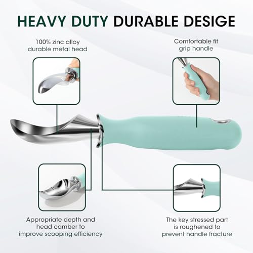 Premium Heavy Duty Ice Cream Scoop with Ergonomic Grip Handle