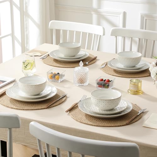 24 Piece Farmhouse Dinnerware Set for 8 (White / Service for 8 (24 Pcs))