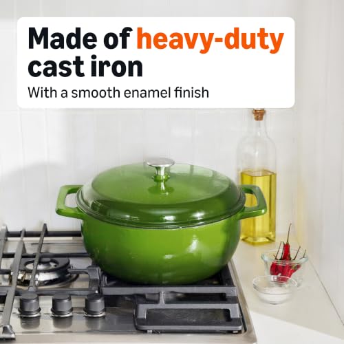 Enameled Cast Iron Dutch Oven Pot with Lid (Green / 6-Quart)
