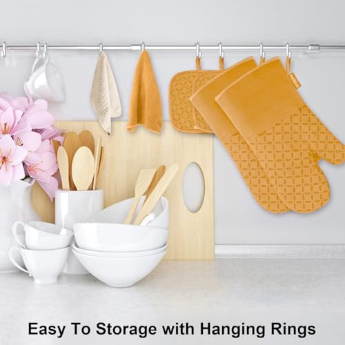 Oven Mitts and Pot Holders 6pcs Set (Orange)