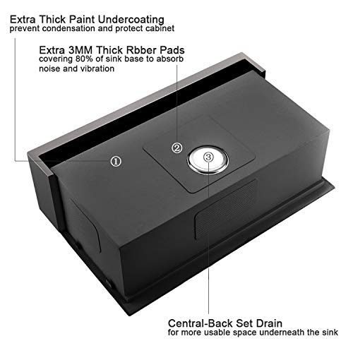 33 Inch Black Farmhouse Sink Workstation (33"L x 22"W x 10"D / Matte Black)