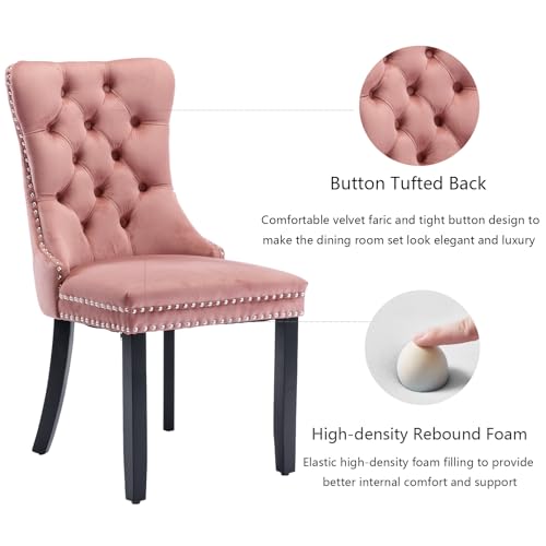 Pink Velvet Dining Chairs Set of 2