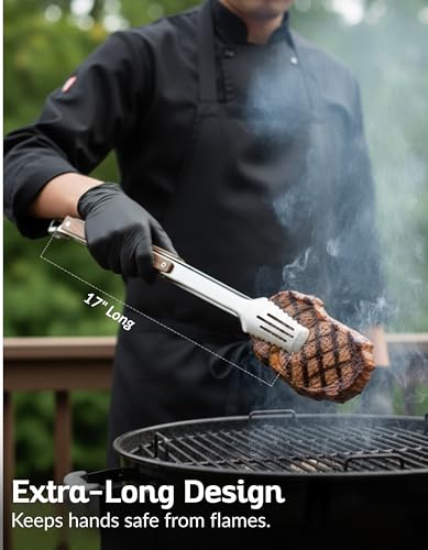 17 Inch Grill Tongs (Walnut Brown)