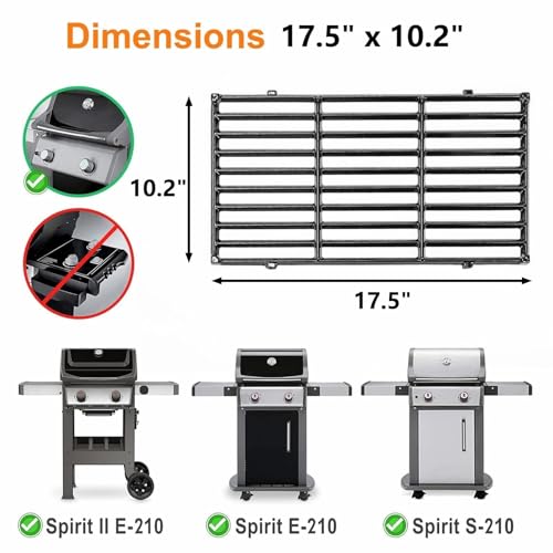 7637 Grill Grates for Weber Spirit E210 (17.5" x 20.511" -7637 Spirit 200 Front)