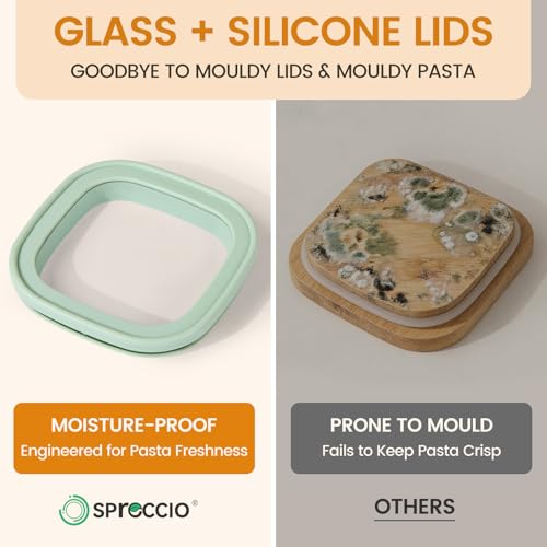 Glass Storage Jars with Lids (Square Green 5 Pcs)