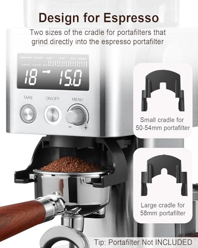 Electric Conical Burr Coffee Grinder with Removable Coffee Scale (Stainless Steel)