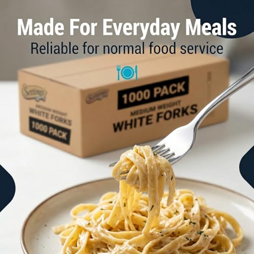 Plastic Forks White Heavy Duty Disposable Cutlery (1 Case Forks (1000))