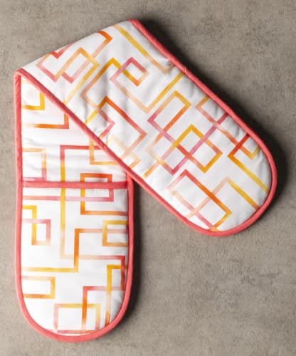 Double Oven Mitts 100% Cotton Double Oven Glove (073 - Summer Maze / 7" x 35" (Double Oven Mitt))