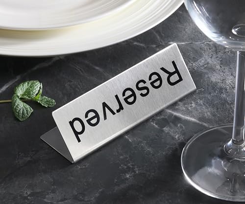 Stainless Steel Reserved Table Tent Sign (4.75” x 1.75” (Set of 2))