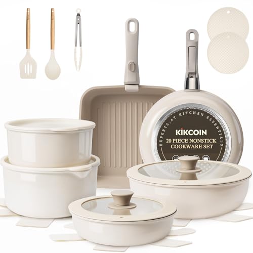Nonstick Pots and Pans Set (Beige Taupe / 22 Pack)