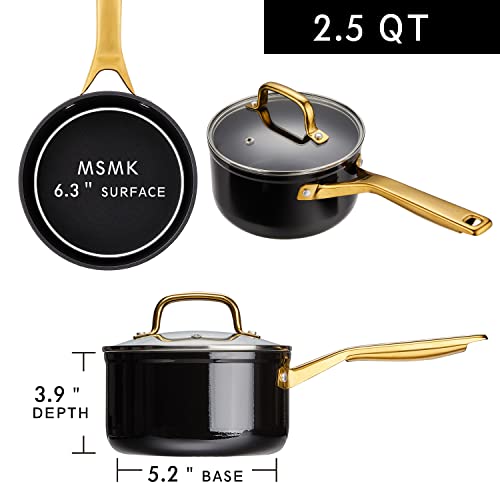 2.5 QT Ceramic Enamel Saucepan with Lid (2.5 Quarts)