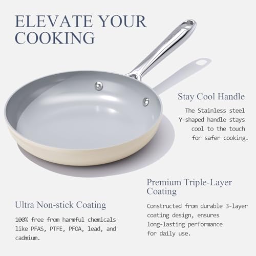Premium Ceramic Frying Pan (10 inch / Cream)