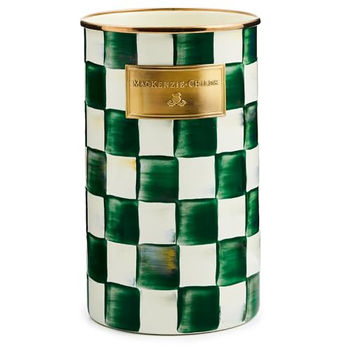 Enamel Utensil Holder (Emerald Check)