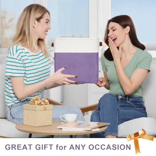 Collapsible Fabric Storage Cubes 11x11 Cube Storage Bins (Purple / Off-White / Cube - 11"x11"x11")