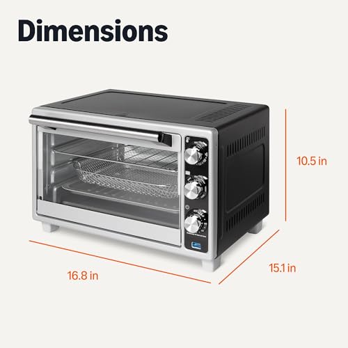 6-Slice 23-QT Toaster Oven with Built-In Air Fryer, 7-In-1 Cooking Options, 60-Min Timer & Adjustable Temperature (200°F - 450°F), With Accessories, 1500W, Stainless Steel, Silver/Gray